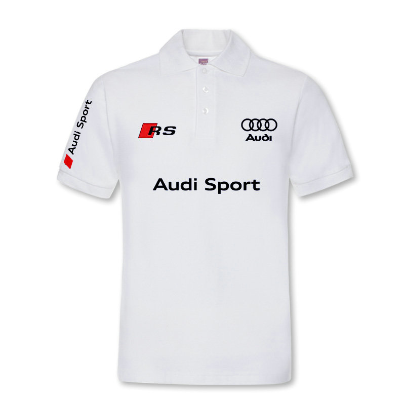 2022 Polo Audi Sport Homme Manches Courtes Sans Repassage Polo Coton Col Revers Couleur Unie